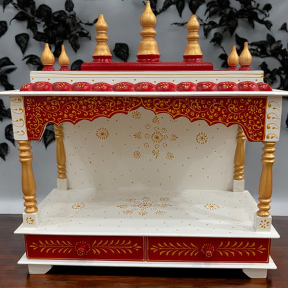 Elegant Red Wooden Temple – 23x22x11 inches Pooja Mandir