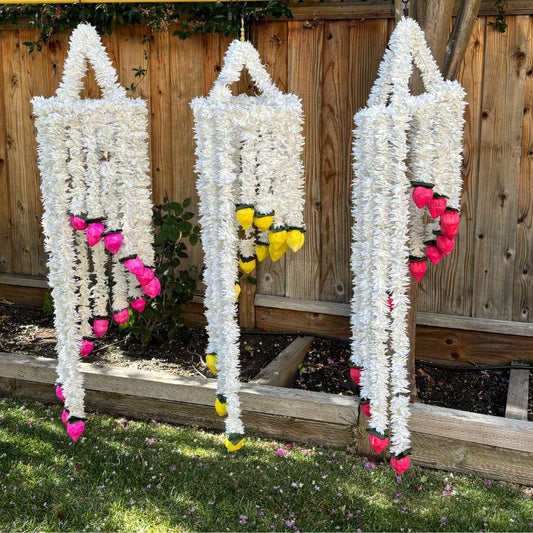 4FT Artificial Jasmine Chandelier with Red/Pink/Yellow Florals & Leaves