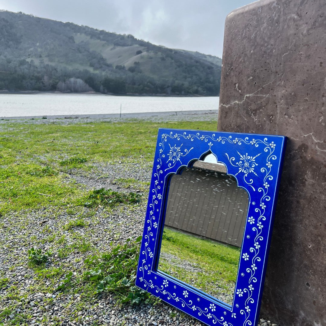 20x16 Rajasthani Jharokha Mirror Blueberry Blue