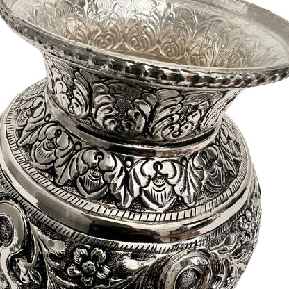 German Silver Leave Engraved Kalash