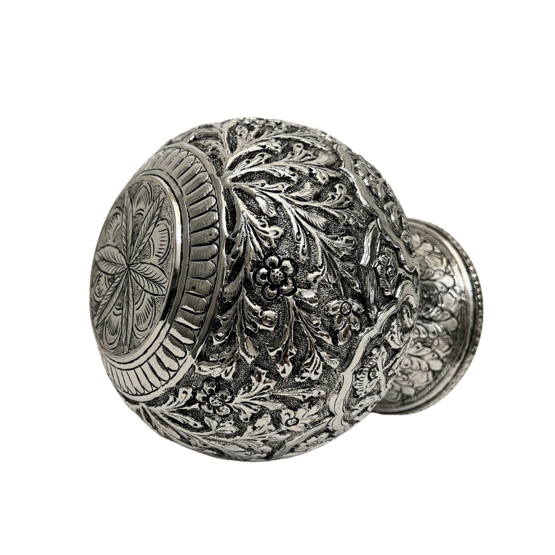 Leave Engraved Antique Silver Kalash