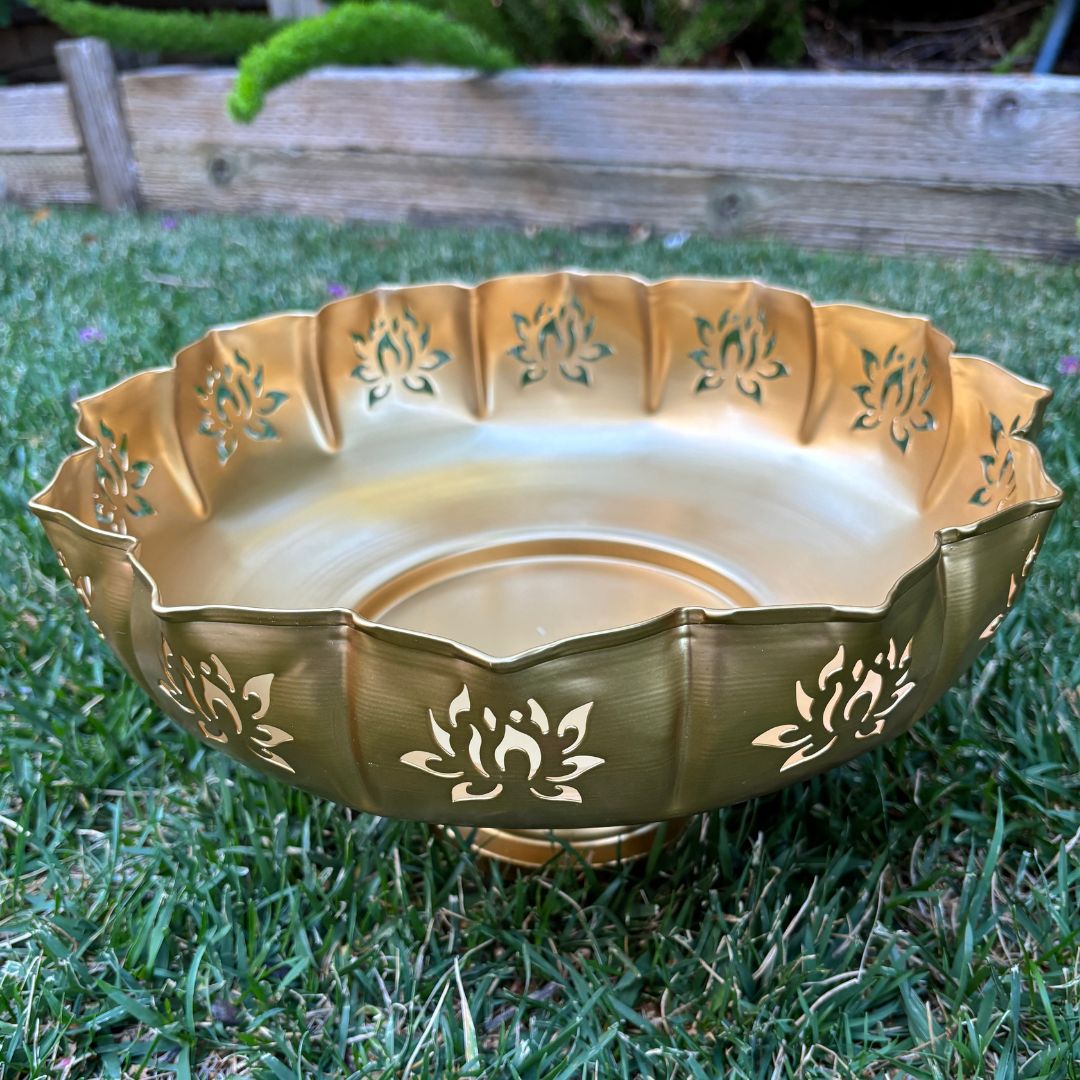 Lotus Motif Sitting Urli Bowl - Urli Utsav - Indian Decor Store in USA