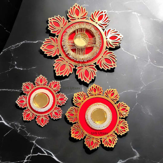 Lotus T-light Holder Set – 5 Crafted Diwali Diyas