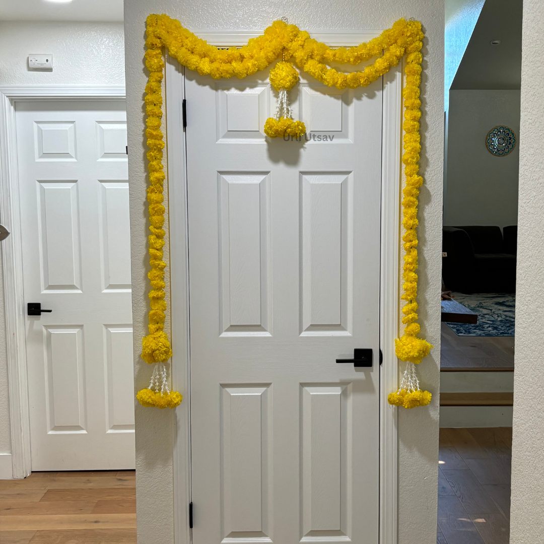 Marigold & Beaded Ball Toran/Bandhanwar - Vibrant Traditional Door Hanging