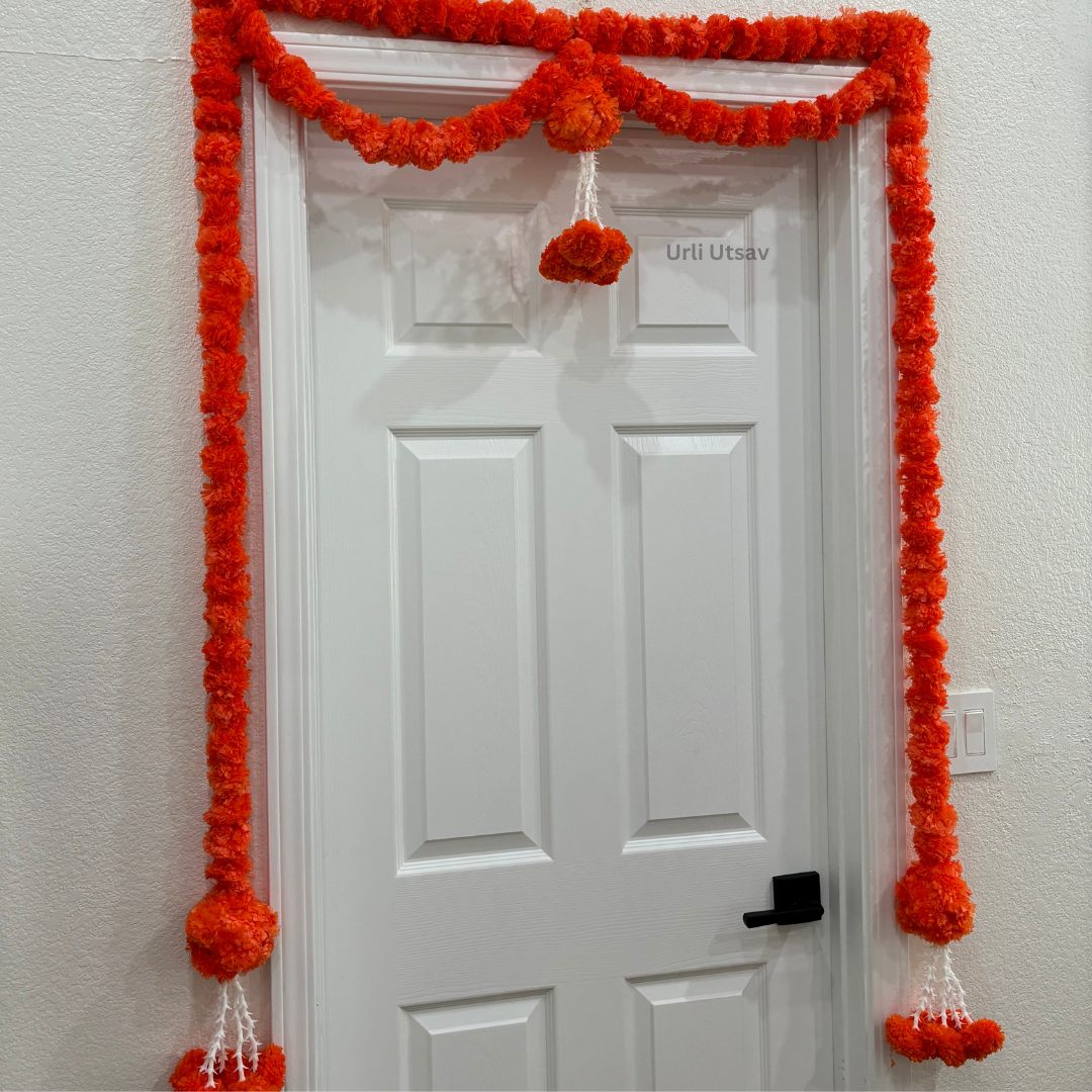 Marigold & Beaded Ball Toran/Bandhanwar - Vibrant Traditional Door Hanging