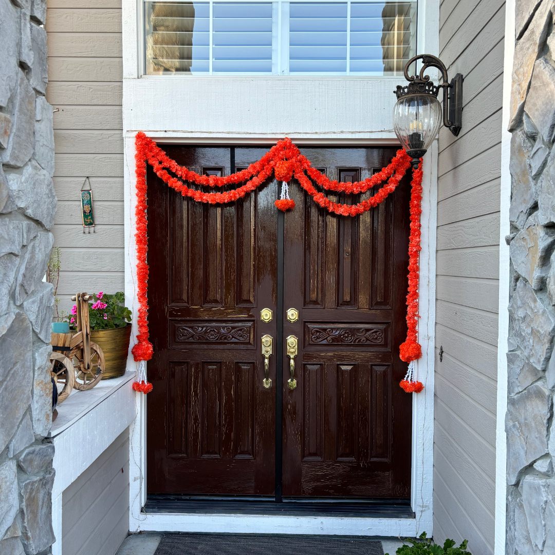 Marigold & Beaded Ball Toran/Bandhanwar - Vibrant Traditional Door Hanging