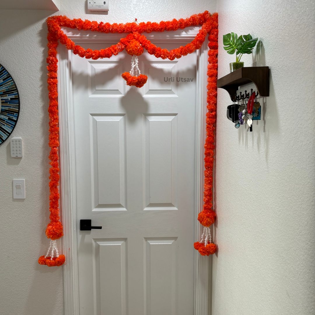 Marigold & Beaded Ball Toran/Bandhanwar - Vibrant Traditional Door Hanging