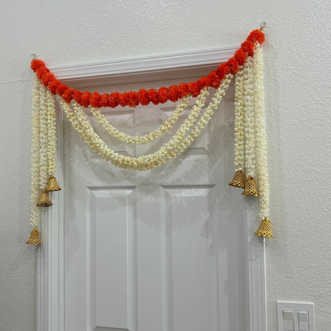 Vibrant Marigold & Mogra Toran – Bandhanwar Door Decoration