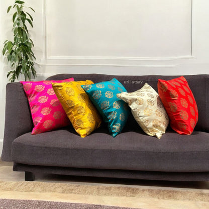 Indian Cushion Cover - Silk Brocade - Urli Utsav Decor