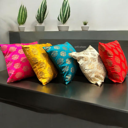 Indian Cushion Cover - Silk Brocade - Urli Utsav Decor