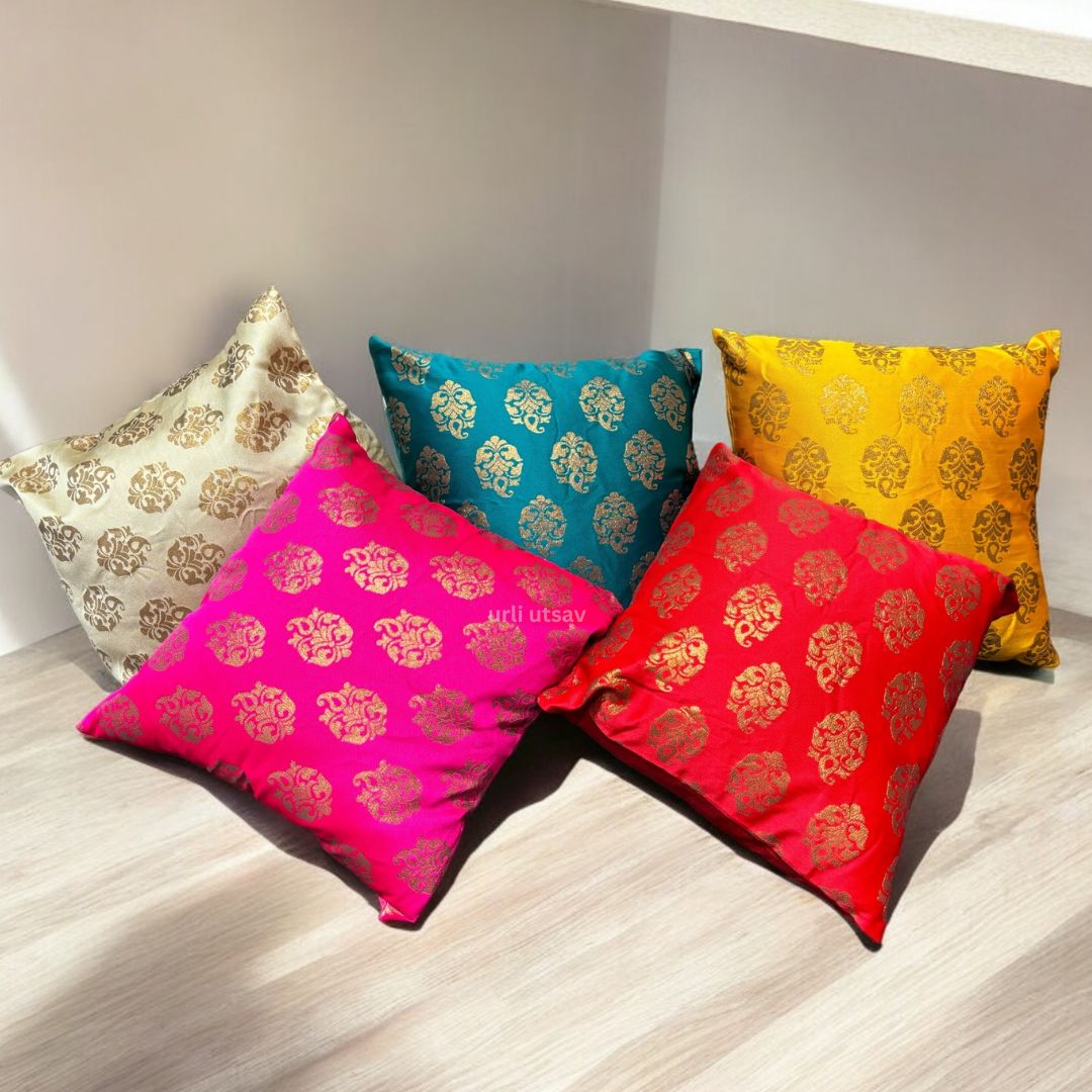 Indian Cushion Cover - Silk Brocade - Urli Utsav Decor