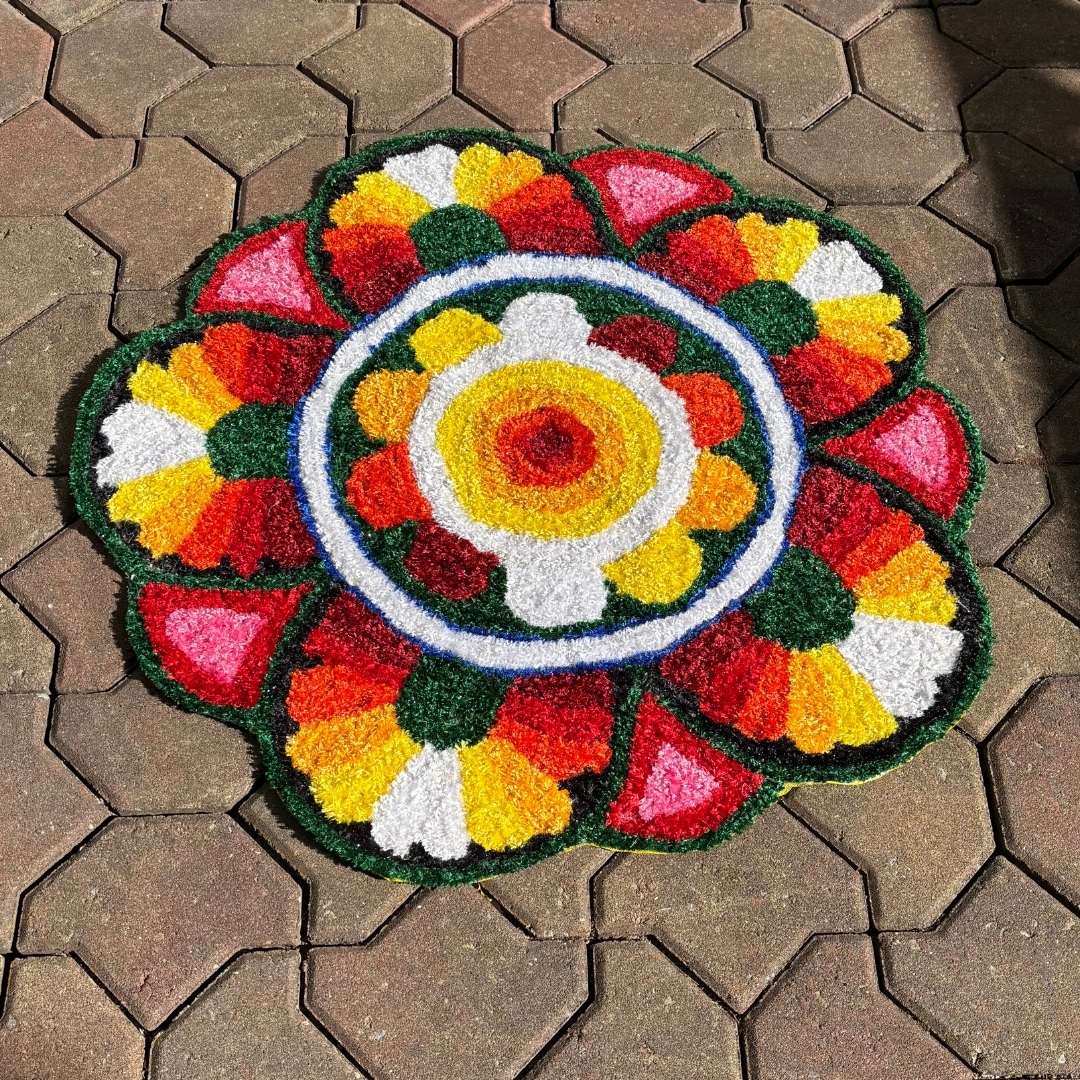 Indian Rangoli Mat (3Ft Pooja Aasan) is perfect for Diwali, Ganesh Chaturthi, Varlaxmi Vrat, Golu Poojan, and even everyday decor