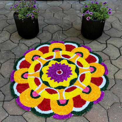 3FT Traditional Indian Rangoli Mat Aasan for Puja & Home Temple Decor