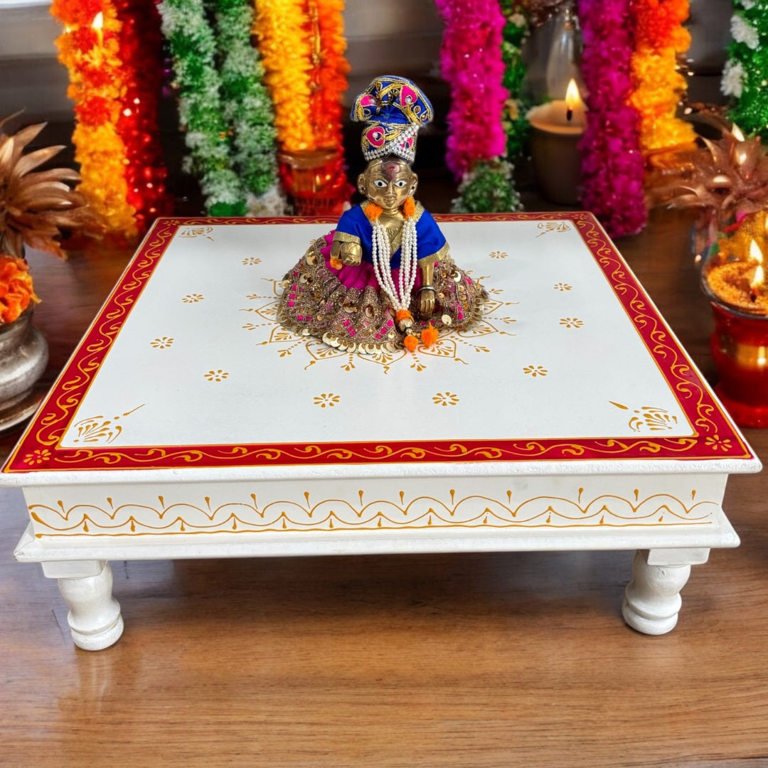 Red Pooja Chowki - Urli Utsav Bajot