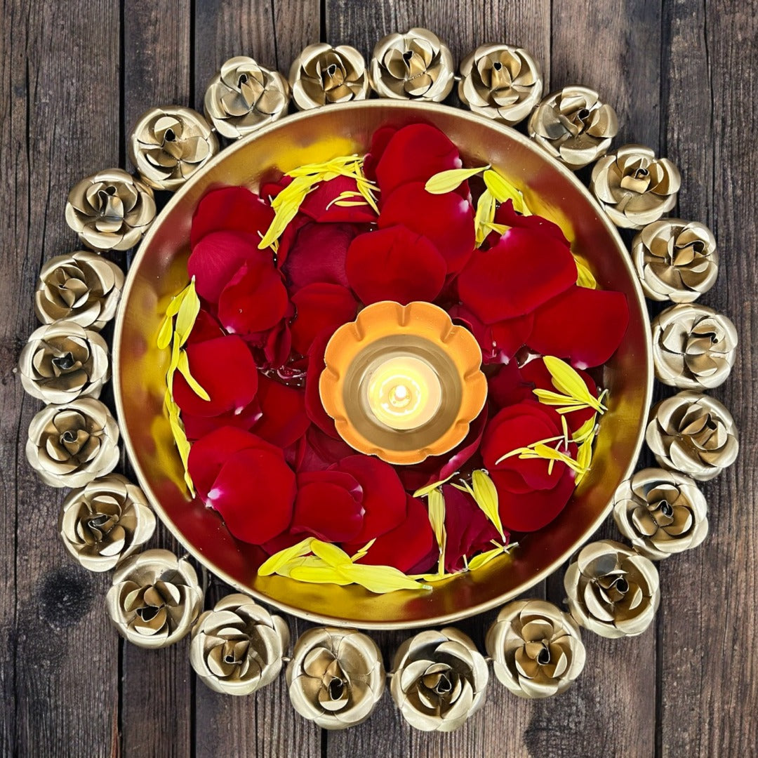 Rose Urli Bowls Set - Diwali Table Decor