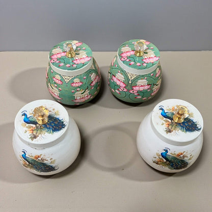 Ethnic German silver metal Jars with Pichwai floral design