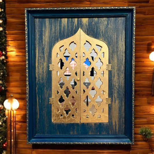 Thunderstorm Blue Ridge Jharokha wall art by Sakshi Khullar – 20x16 inch MDF Jharokha from the Heritage Jharokha Wall Art Series.