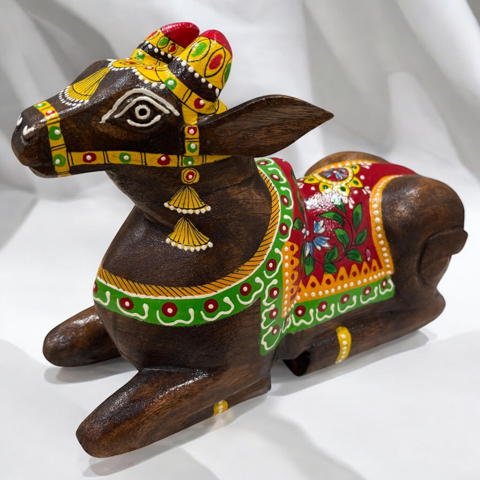 Sitting Nandi Statue - Red