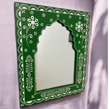 Hand-Painted 12x10-Inches Jharokha Mirror - Rajasthani Style