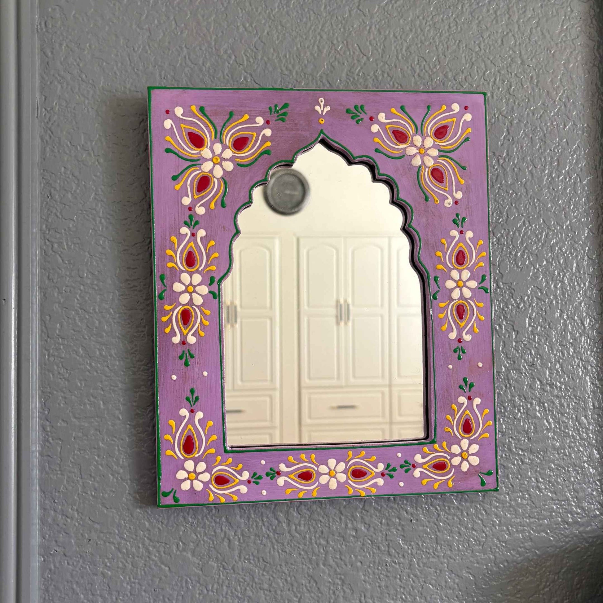 Ethnic Indian Home Decor Purple Mirror  By Urli Utsav Decor, designed to reflect India’s rich artistic traditions.