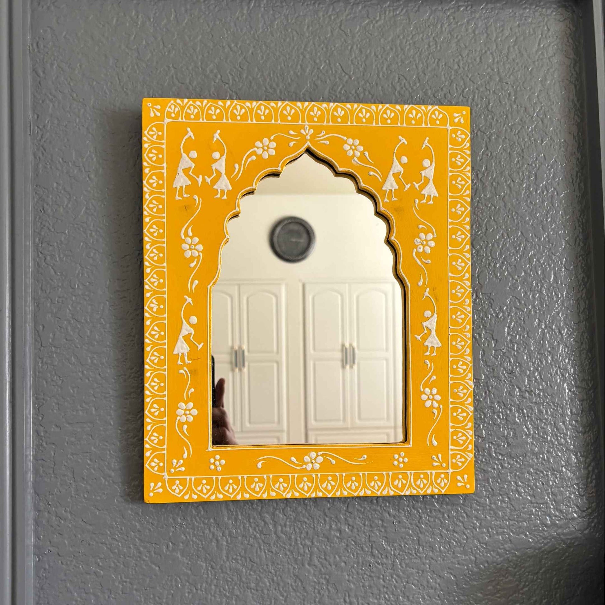 Vintage Yellow Jharokha Wooden Frame By Urli Utsav Decor, a perfect blend of history and craftsmanship.