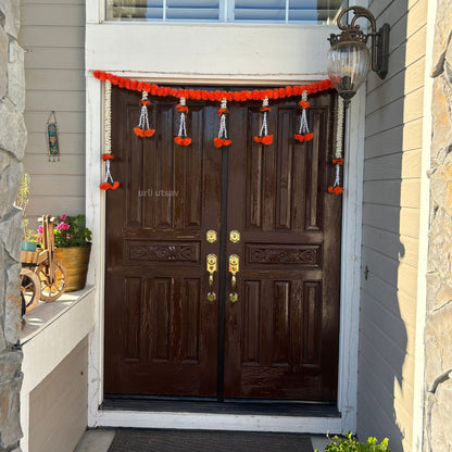 Traditional Indian Marigold & Mogra Leaf Toran/Bandhanwar Door Hanging