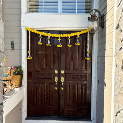 Traditional Indian Marigold & Mogra Leaf Toran/Bandhanwar Door Hanging