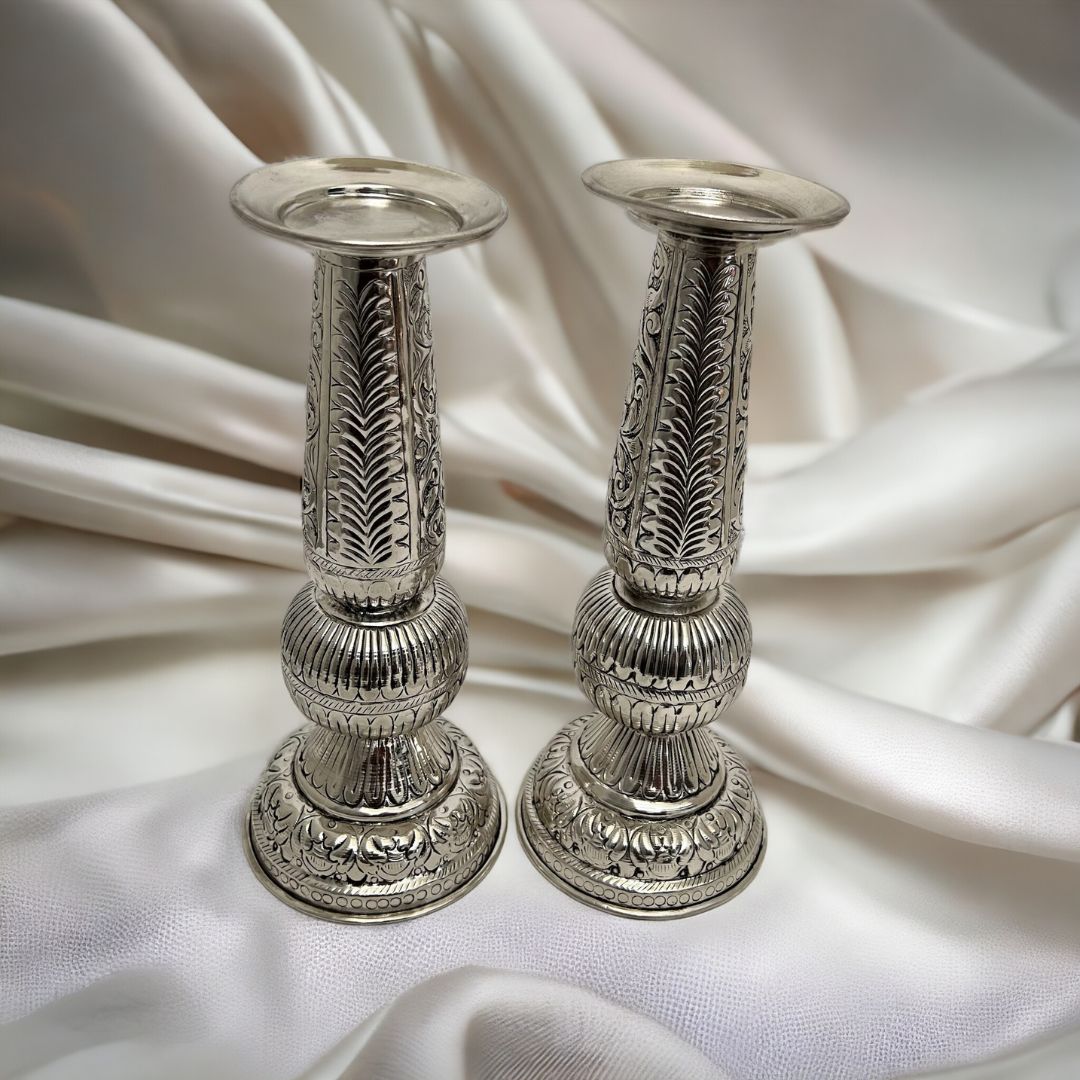 German Silver Candle Holder Staging