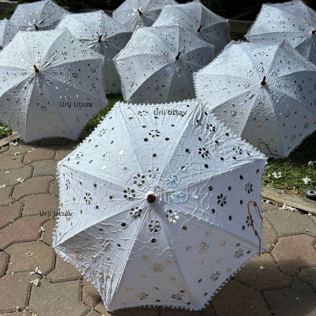 Victorian White Cotton Umbrellas -  Birthday Party Props