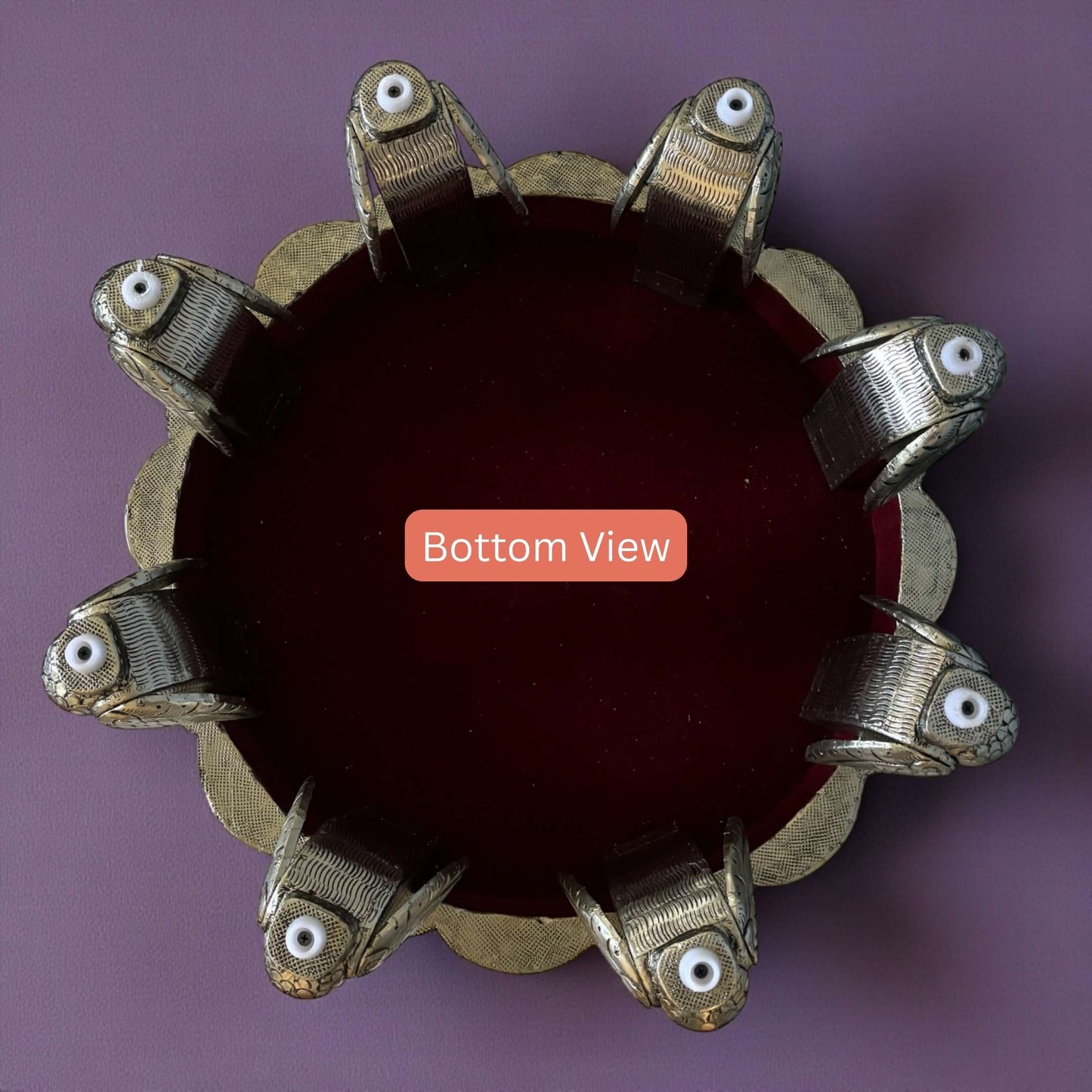 Bottom view of Urli Utsav German Silver Swan Chowki