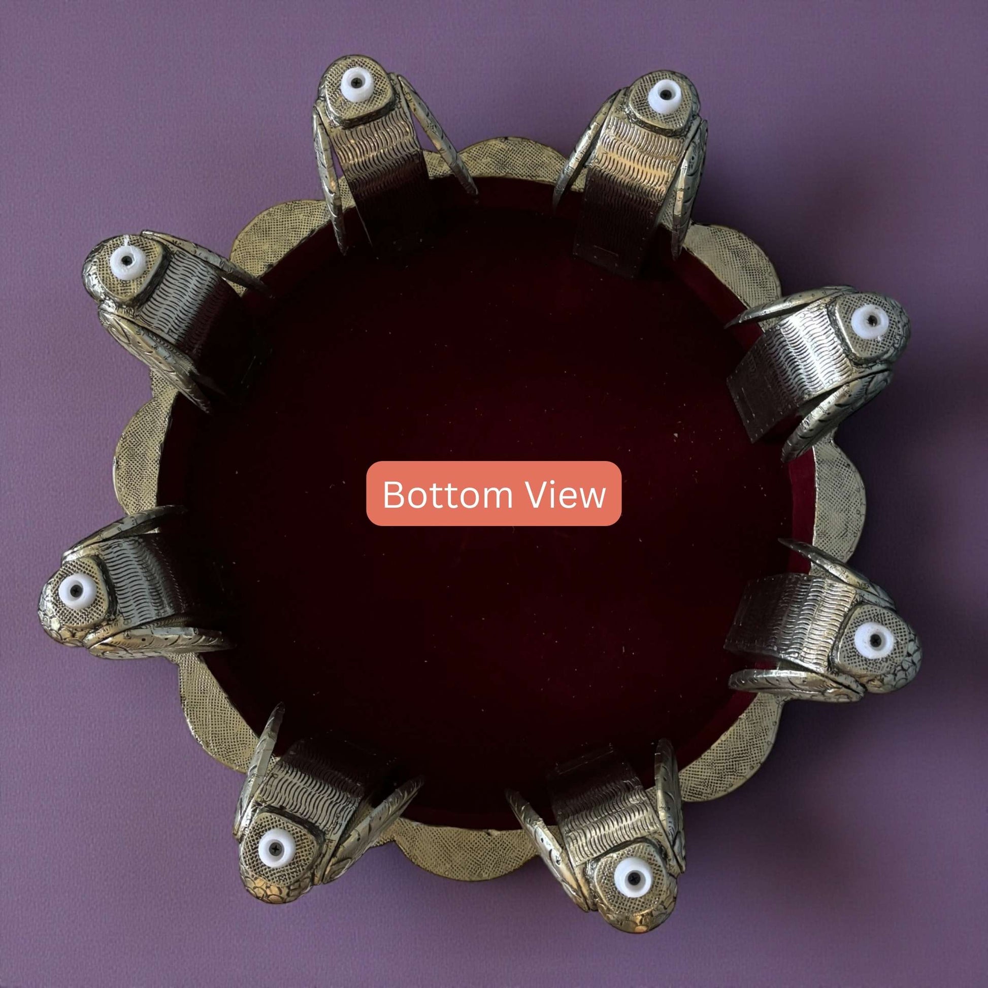 Bottom view of Urli Utsav German Silver Swan Chowki