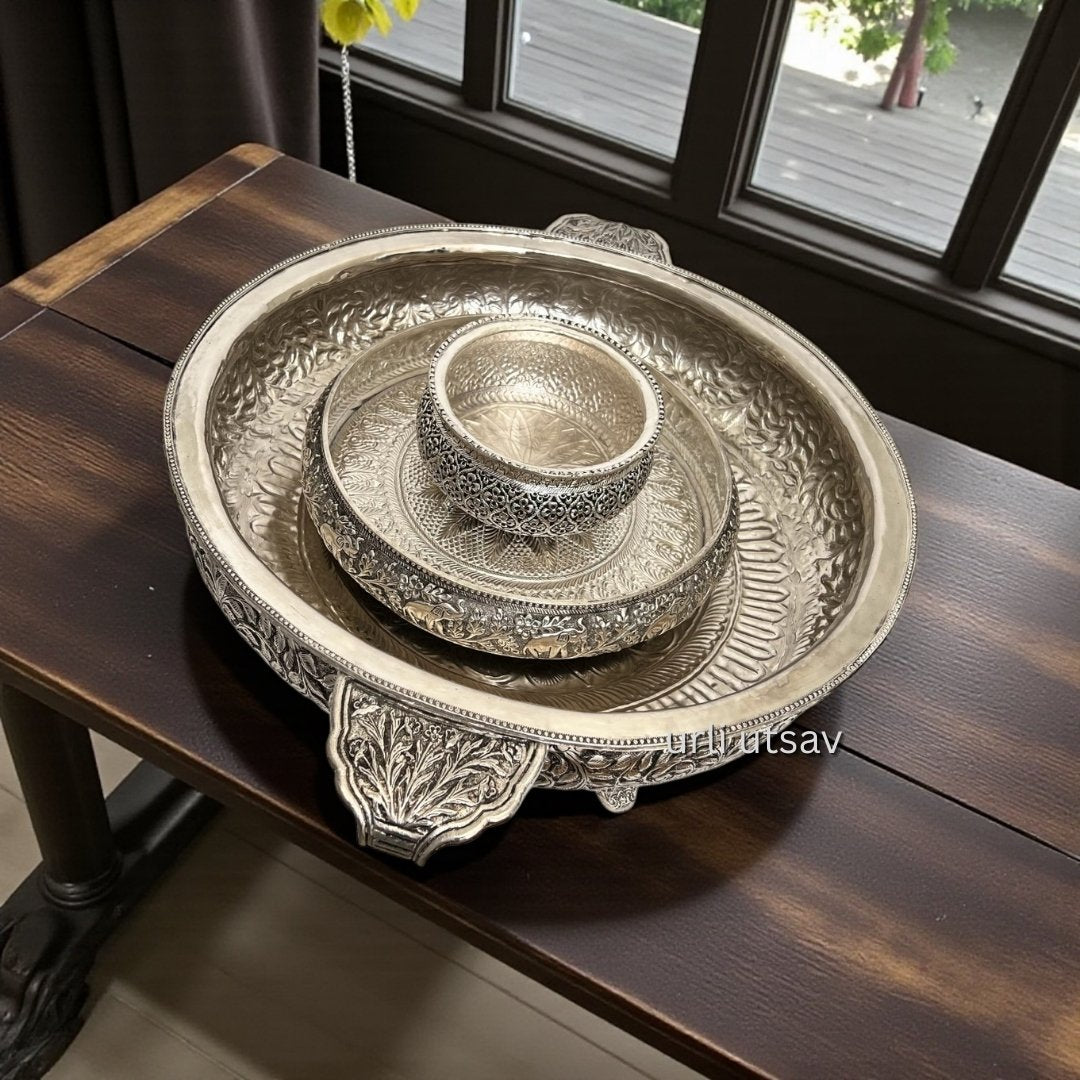 Urli Utsav branded German silver traditional urli bowls collection