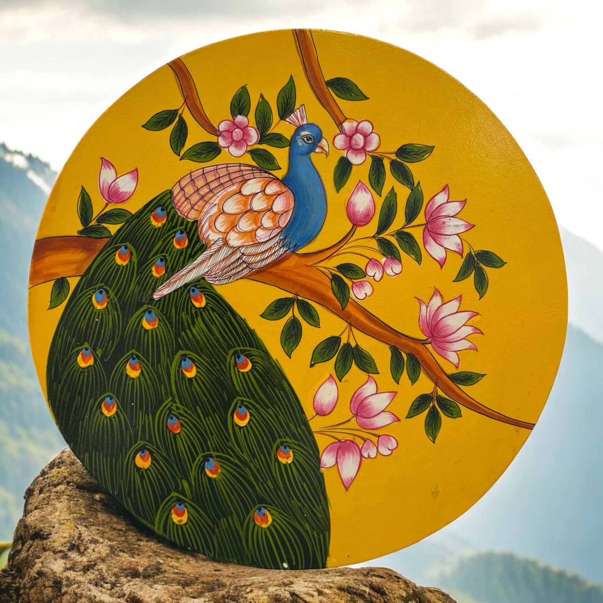 10 Inch Indian Peacock Wooden Wall Plate