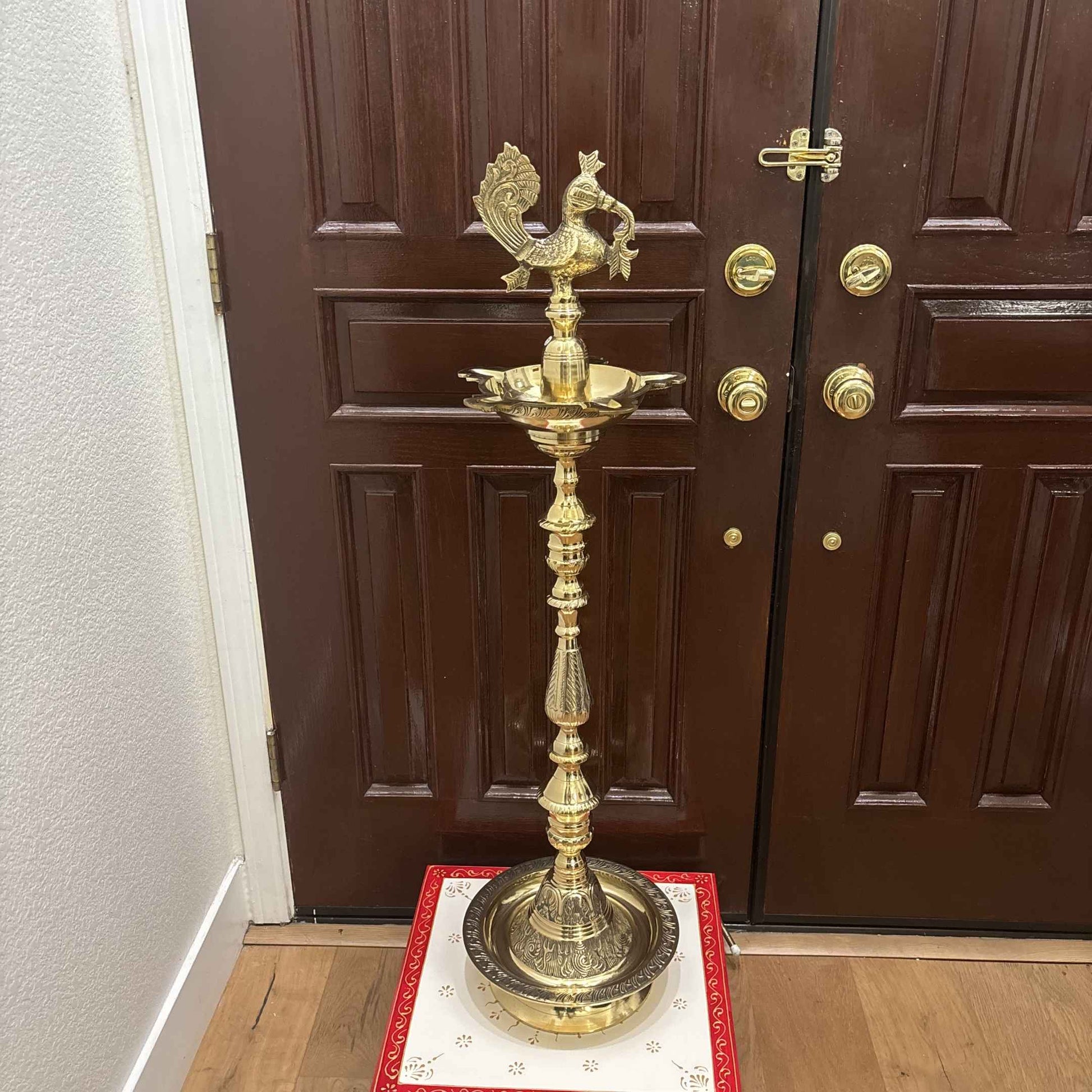 Brass Mahabharat Kuthu Vilakku Diya Oil Lamp, handcrafted Nilavilakku for pooja and gifting