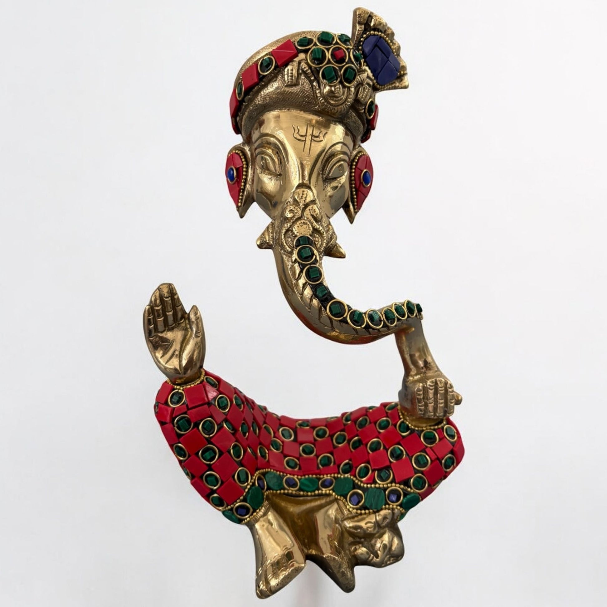 Brass Ganesha Statue - Regal Turban Ganesha  by Urli Utsav Decor