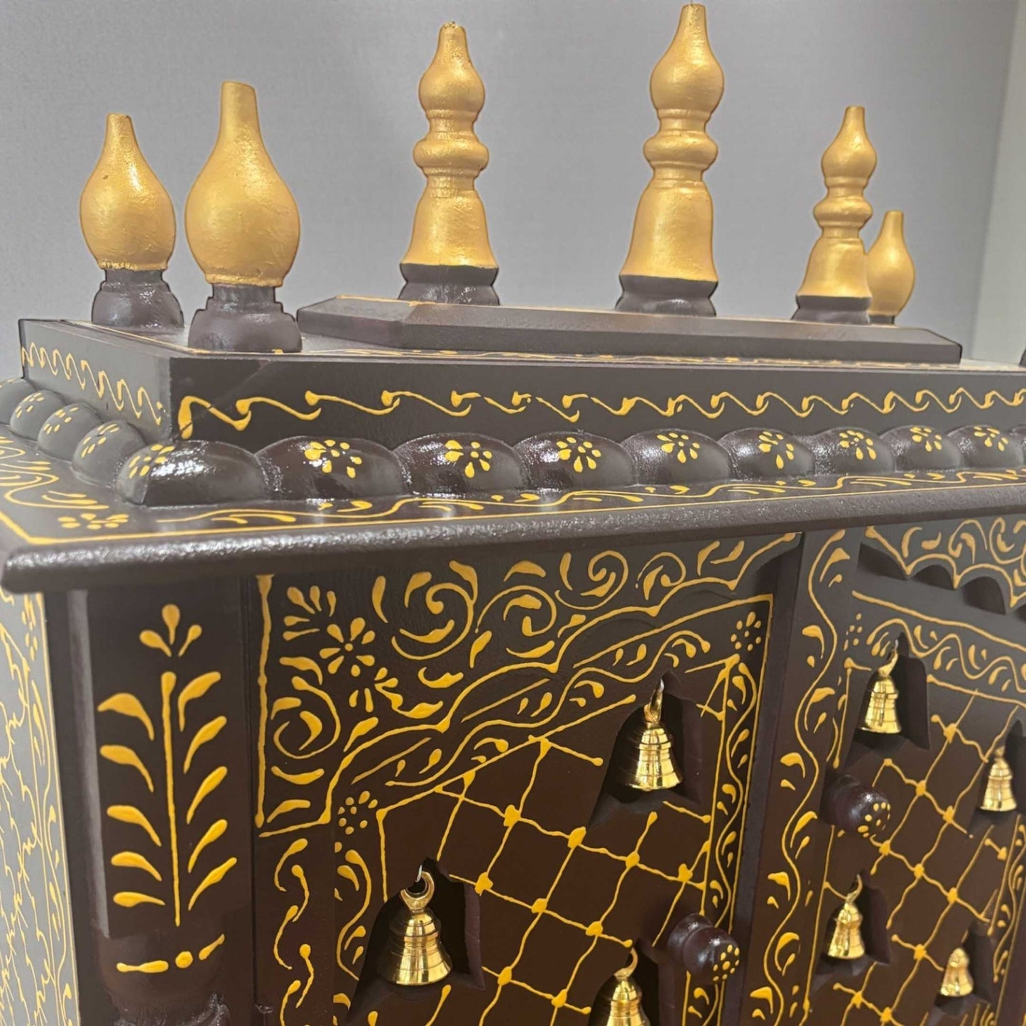 Additional product image of walnut brown mango wood traditional home temple mandir