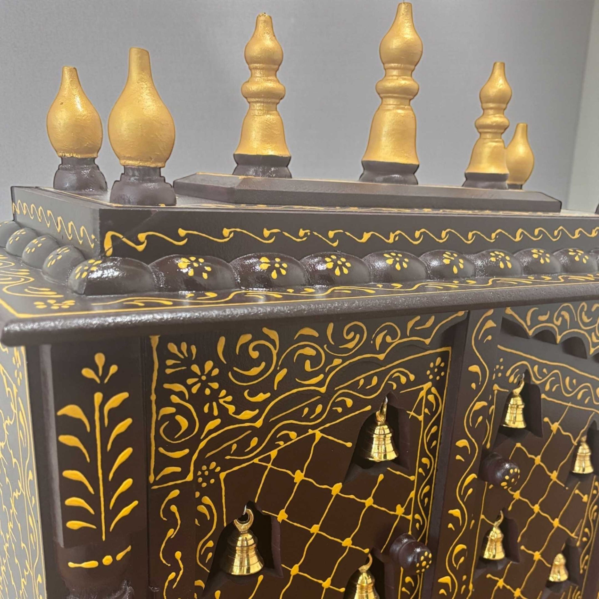 Additional product image of walnut brown mango wood traditional home temple mandir