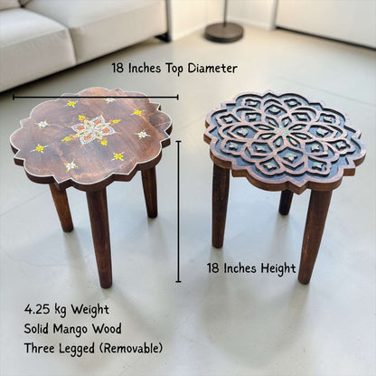 wooden side tables with measurements and details 18 inches tall solid mango wood table