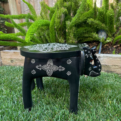 Urli Utsav Hand-painted Elephant Stool - Black