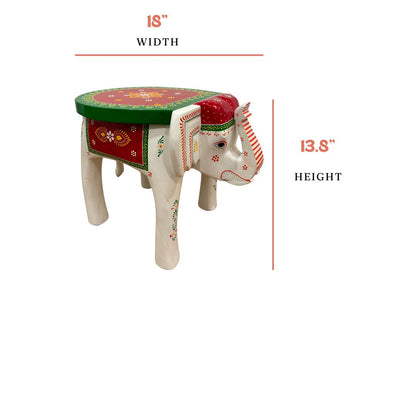 Urli Utsav Hand-painted Elephant Stool - White