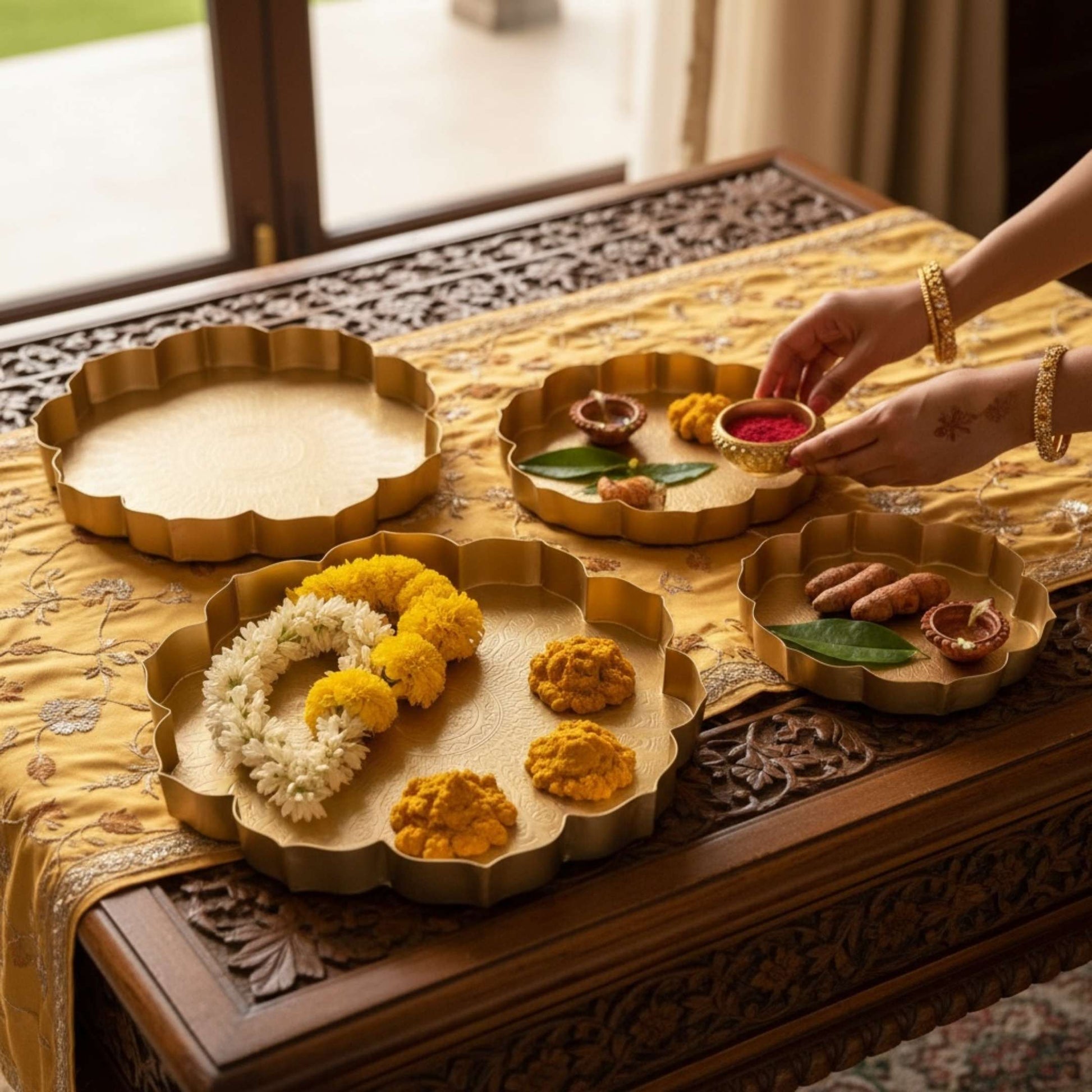 Indian Wedding setup - haldi platter