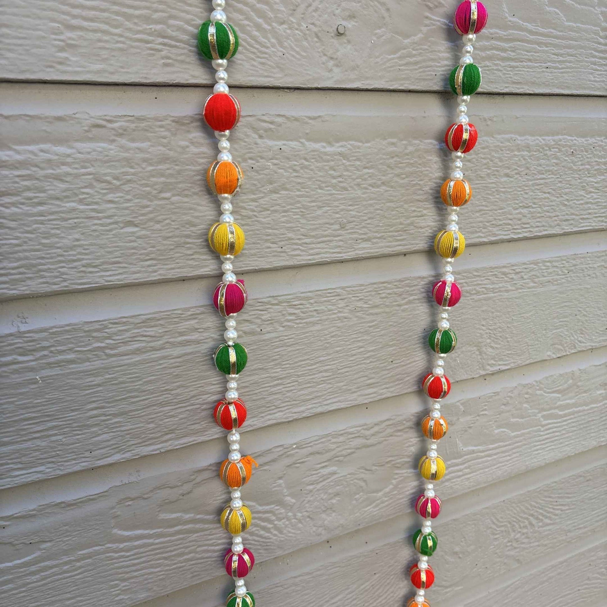 Multicolor gota pompom garland strings in 2ft and 5ft sizes – handmade Indian woolen bead decor