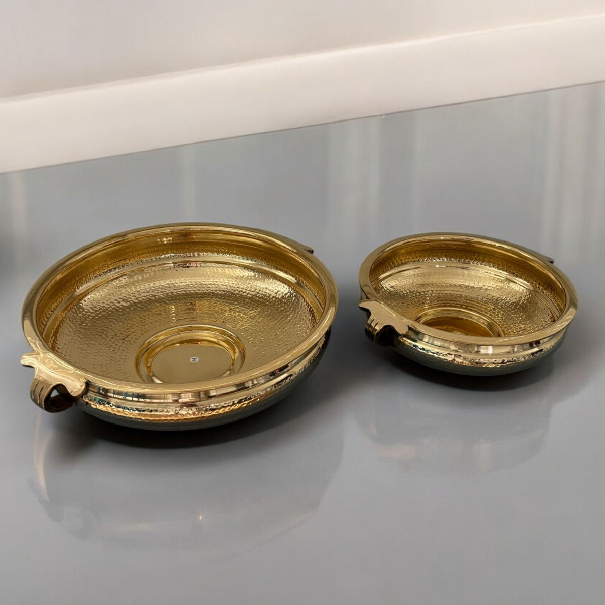Elegant brass hammered urli bowl in two sizes