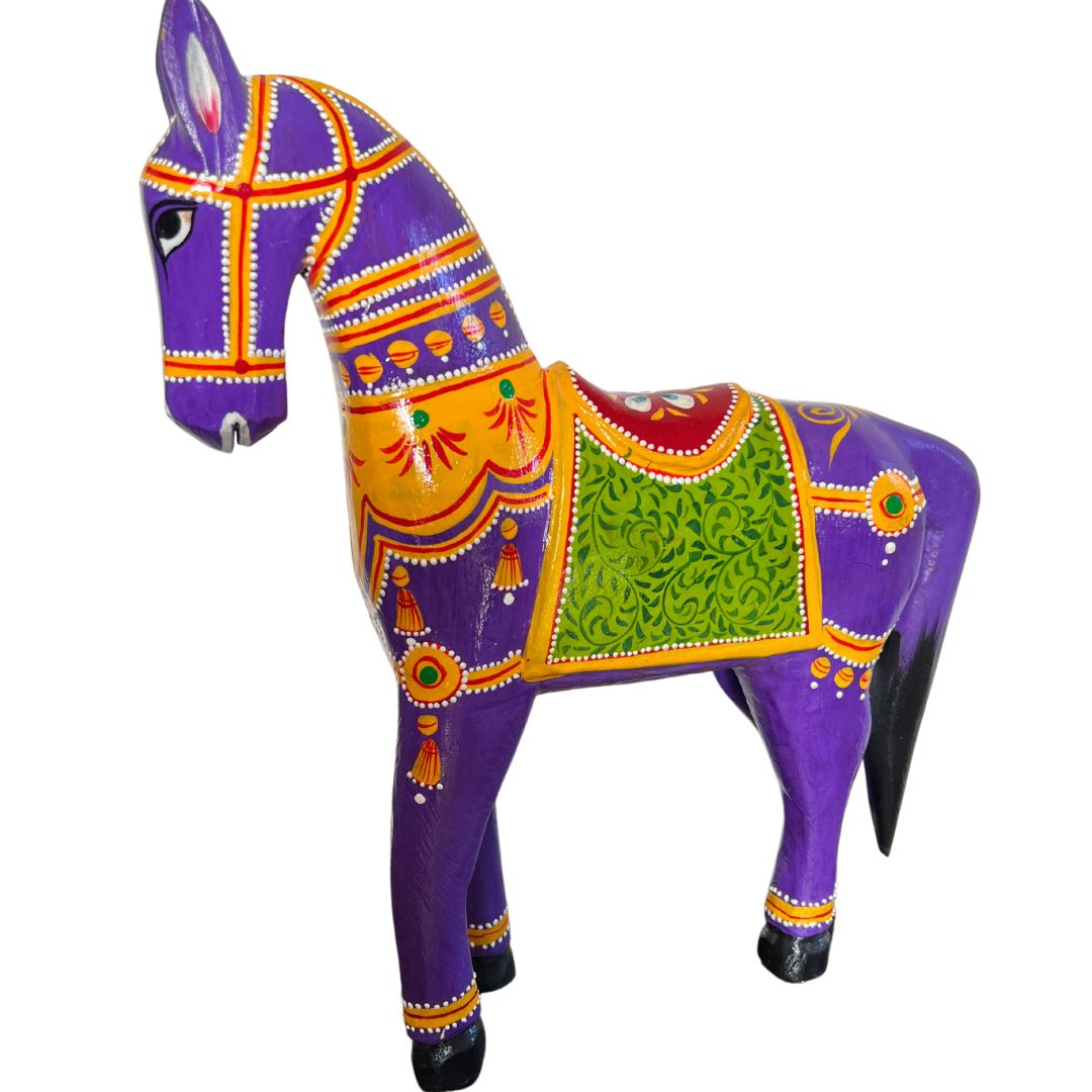 Urli Utsav Table Decor Handpainted Horses Purple