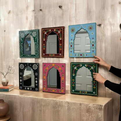 Indian Mirror 12x10-inch Jharokha Wall Decor by Urli Utsav Decor, perfect for traditional and ethnic home styling.