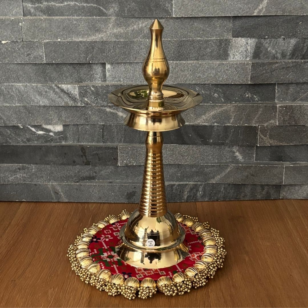 14 Inches Tall Kerala Diya Oil Lamp – Set of 2 Brass Samai by Urli Utsav Decor