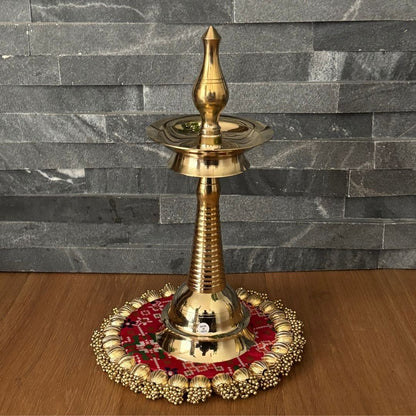 14 Inches Tall Kerala Diya Oil Lamp – Set of 2 Brass Samai by Urli Utsav Decor