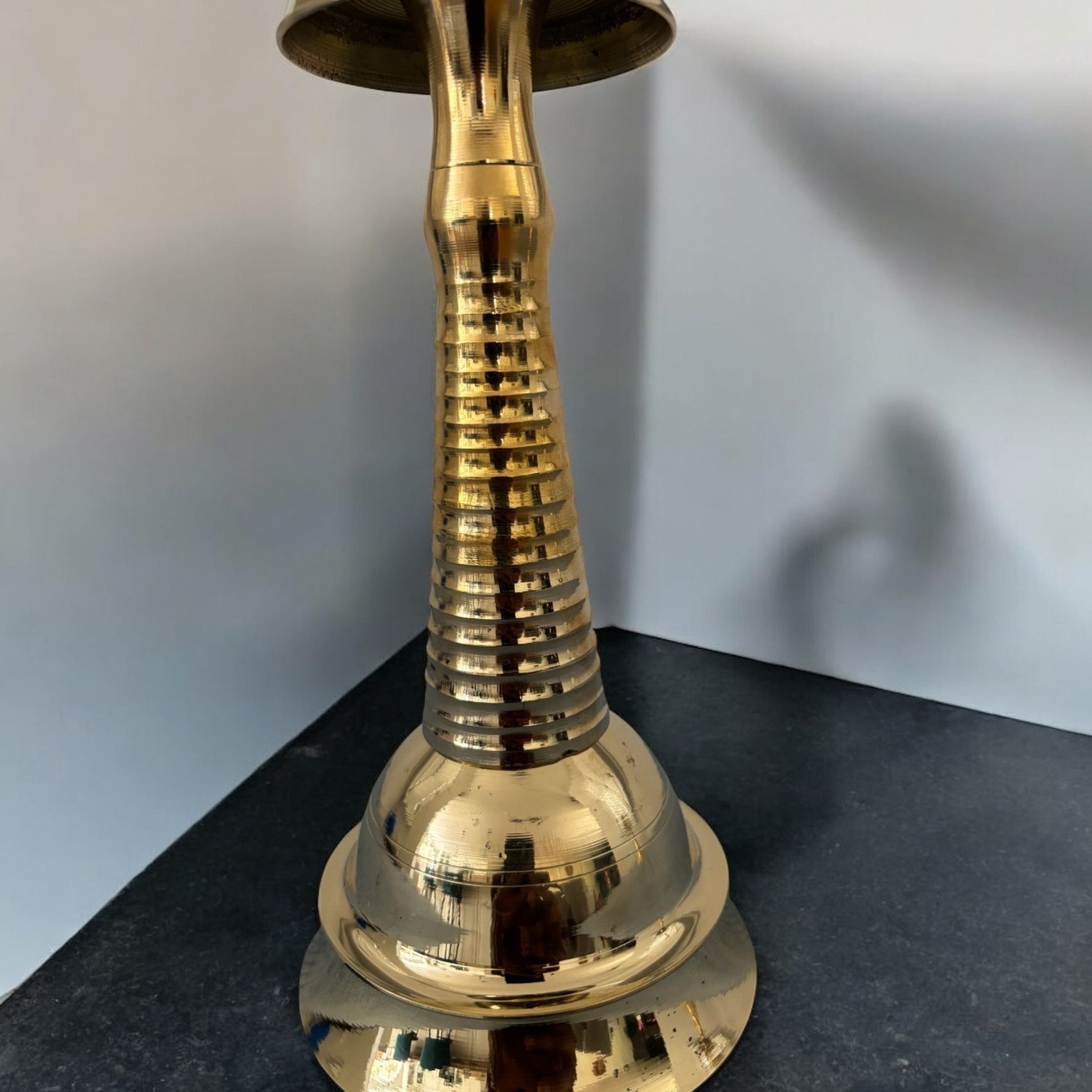 14 Inches Tall Kerala Diya Oil Lamp – Set of 2 Brass Samai by Urli Utsav Decor