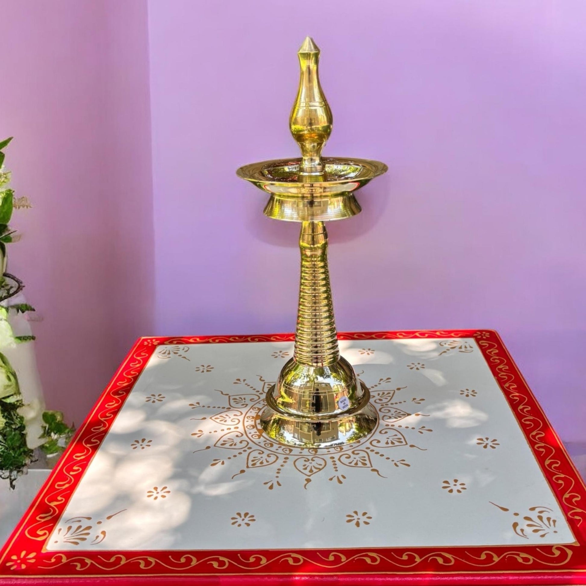 14 Inches Tall Kerala Diya Oil Lamp – Set of 2 Brass Samai by Urli Utsav Decor