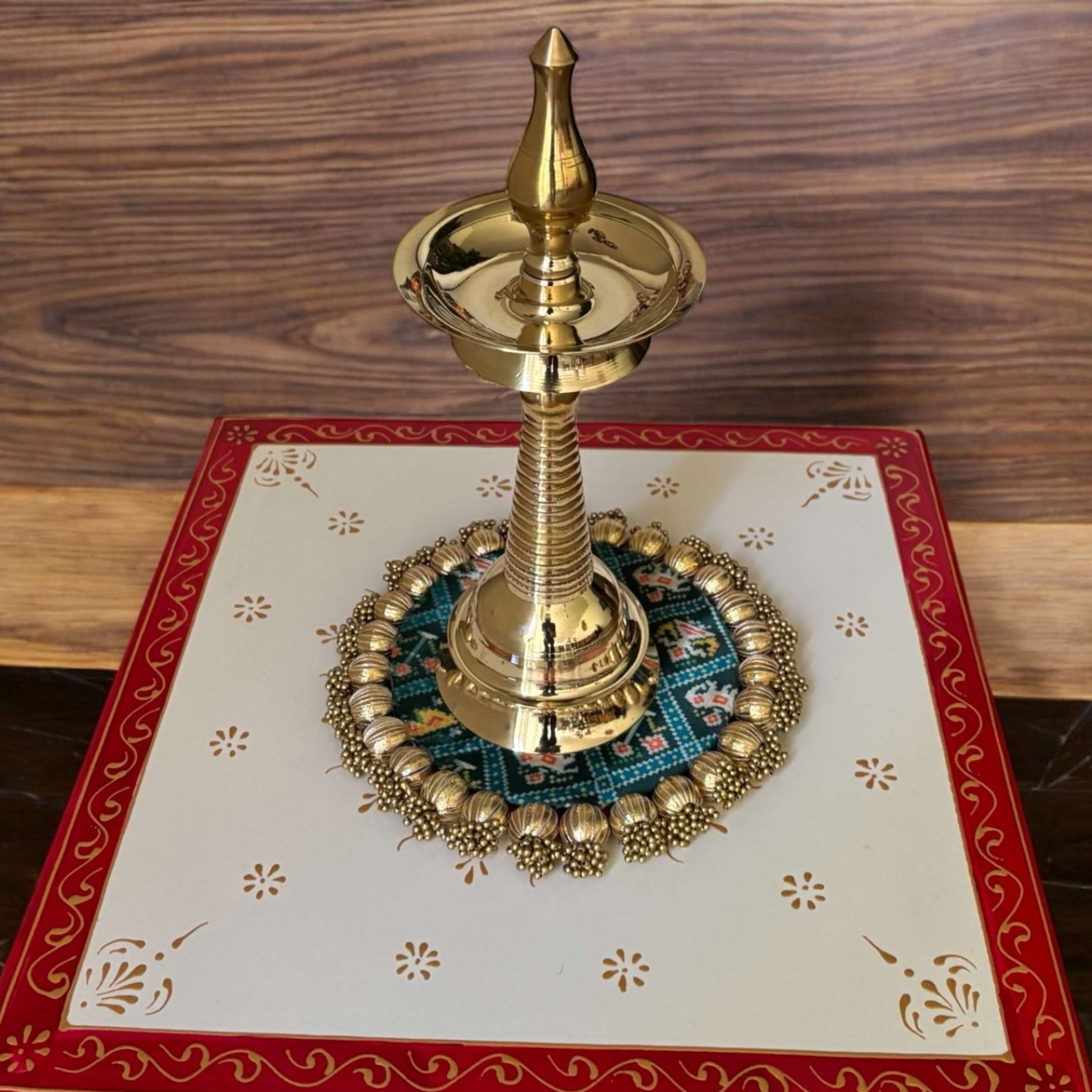 14 Inches Tall Kerala Diya Oil Lamp – Set of 2 Brass Samai by Urli Utsav Decor